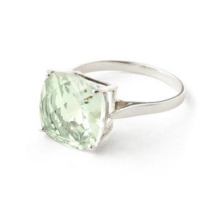 14K GOLD RING WITH CHECKERBOARD CUT GREEN AMETHYST